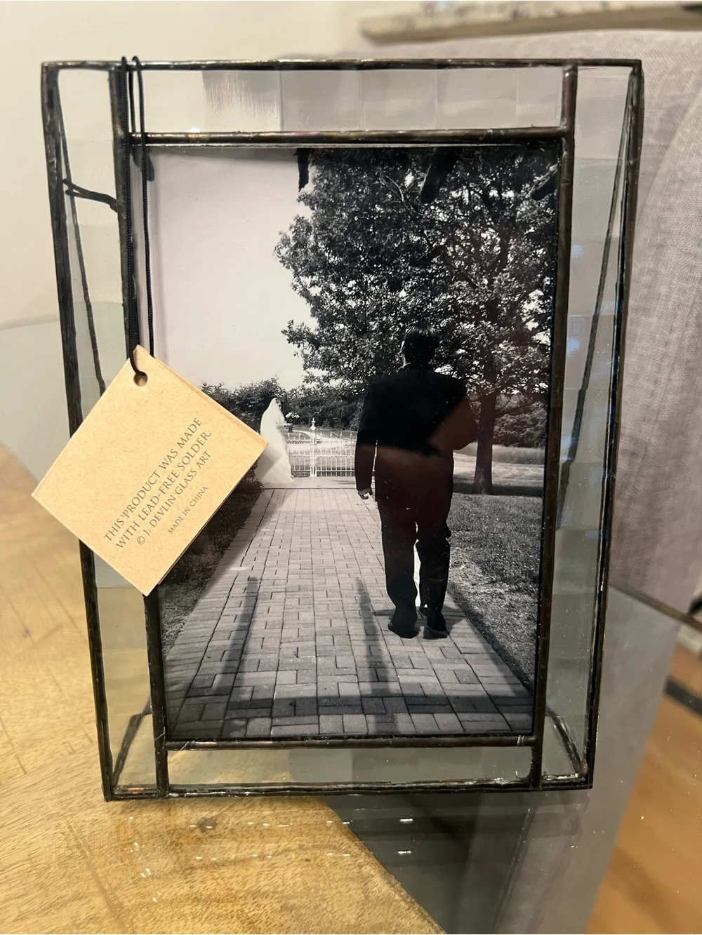 handcrafted vintage-style soldered glass picture frame by J. Devlin Glass Art